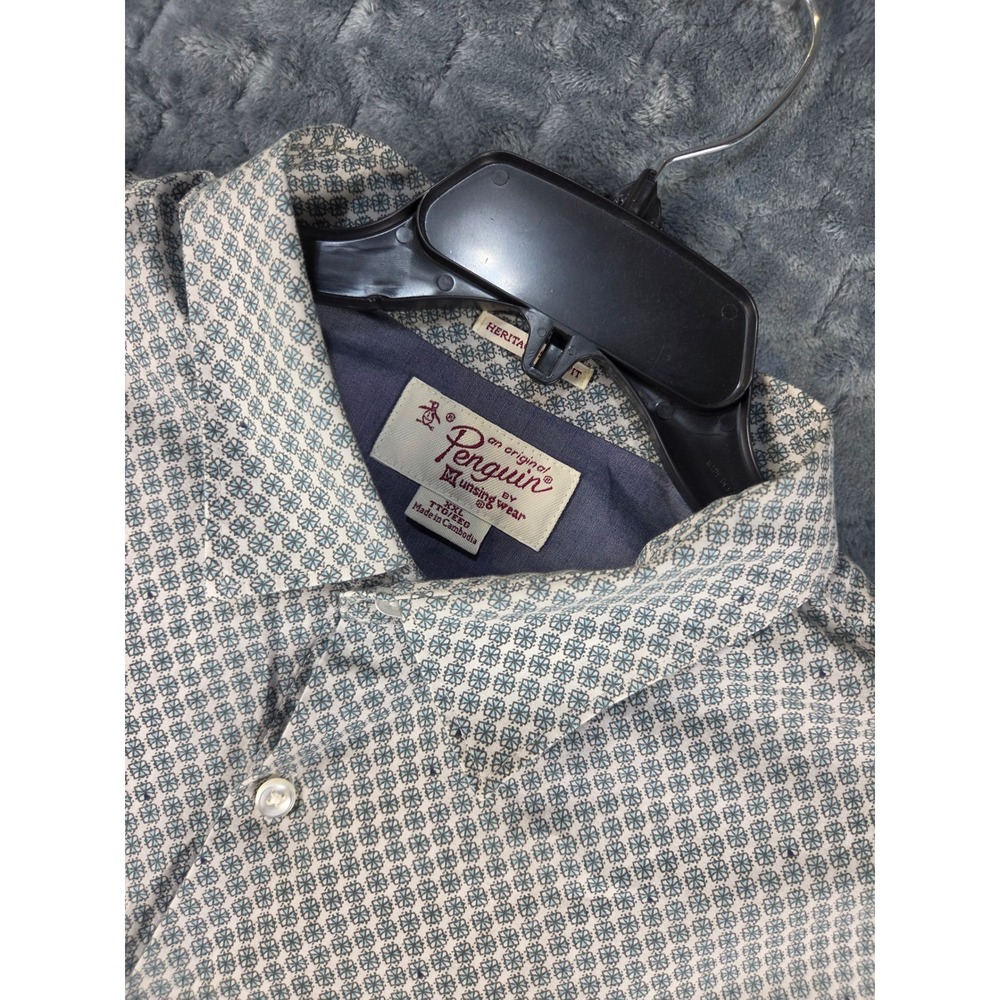 Original Penguin Heritage Slim Fit Short Sleeve Button Down Shirt Blue XXL
